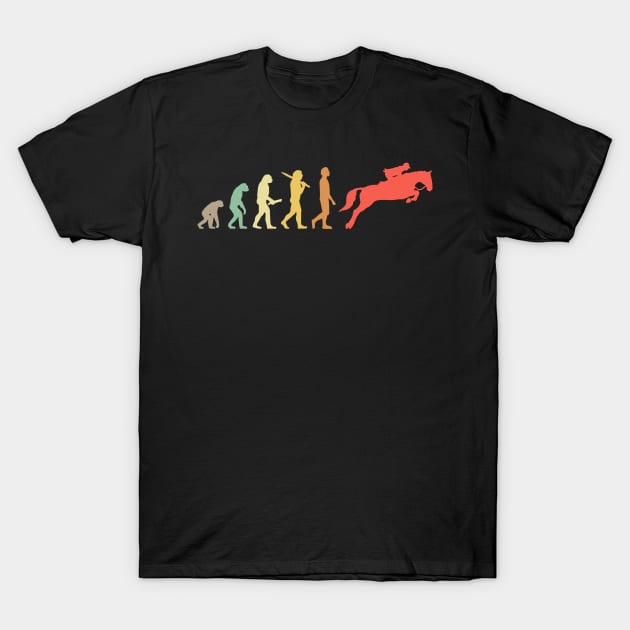 Retro Horse Riding Evolution Gift For Riders T-Shirt by OceanRadar